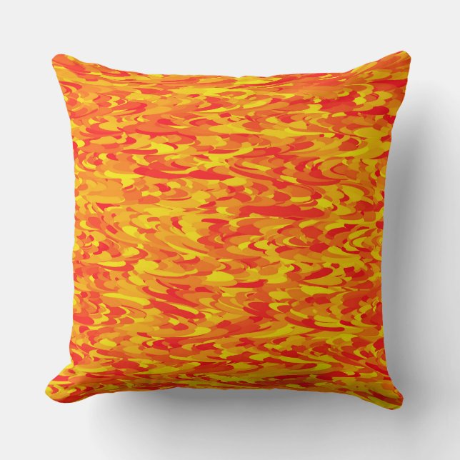Abstraktes Muster Orange Red Gelb Kissen (Vorderseite)