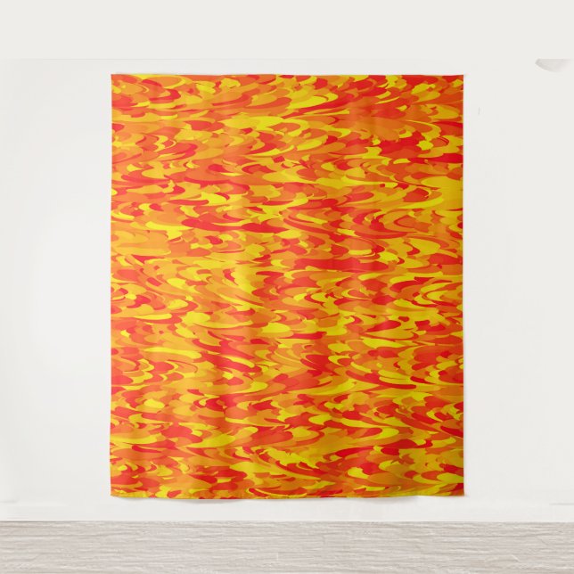 Abstraktes Muster Orange Red Gelb Wandteppich (Vorderseite)