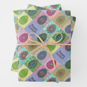 Abstraktes Muster Osterfeier Geschenkpapier Set