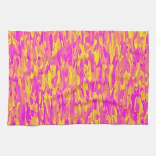 Abstraktes Muster Pink Gelb Orange Geschirrtuch