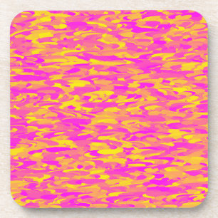 Abstraktes Muster Pink Gelb Orange Getränkeuntersetzer