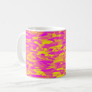 Abstraktes Muster Pink Gelb Orange Kaffeetasse
