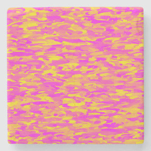 Abstraktes Muster Pink Gelb Orange Steinuntersetzer