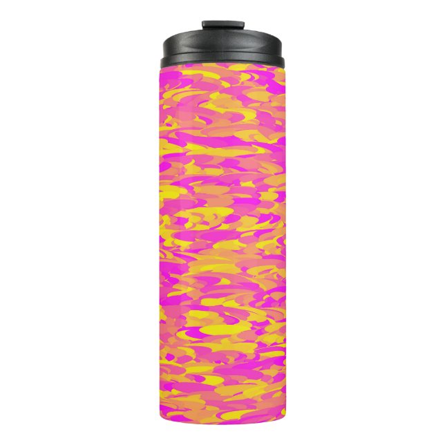 Abstraktes Muster Pink Orange Gelb Thermosbecher (Vorderseite)