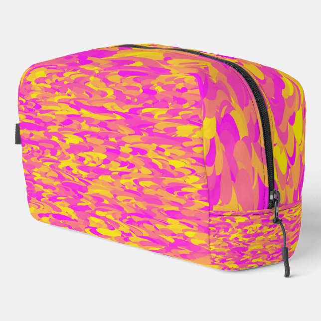 Abstraktes Muster Rosa gelb orange Toilettenbeutel Waschbeutel (Rechte Ecke)