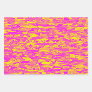 Abstraktes Muster Rosa Gelborange Geschenkpapier Set