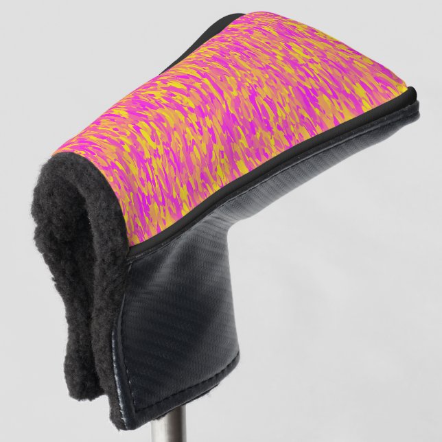 Abstraktes Muster Rosa Gelborange Golf Headcover (3/4 Vorderseite)