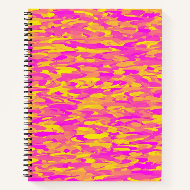 Abstraktes Muster Rosa Gelborange Notizbuch (Vorderseite)