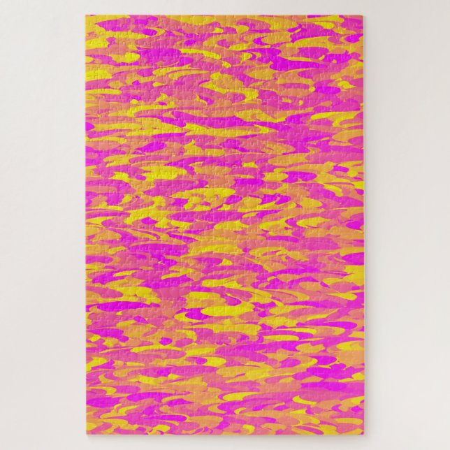 Abstraktes Muster Rosa Gelborange Puzzle (Vertikal)