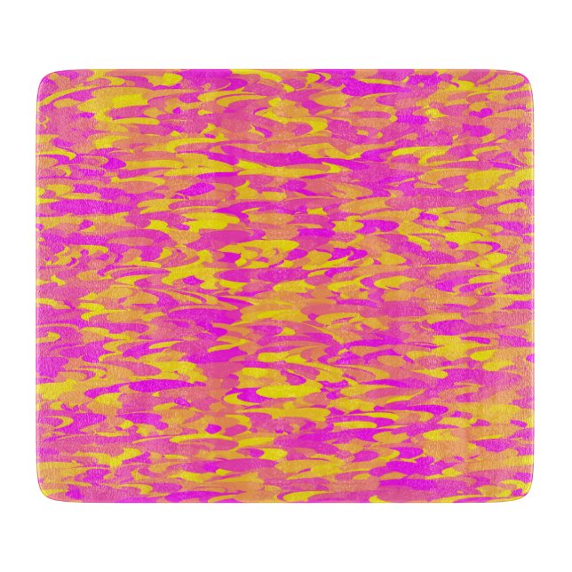 Abstraktes Muster Rosa Gelborange Schneidebrett (Vorderseite)