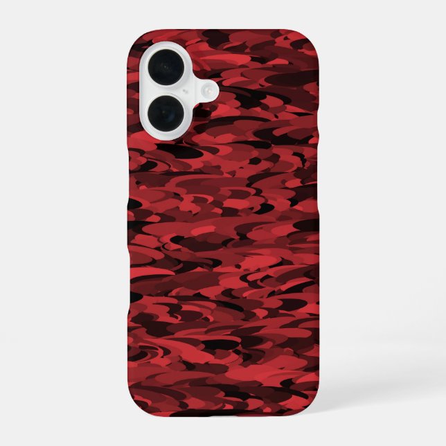 Abstraktes Muster Rot Schwarz iPhone 16 Hülle (Rückseite)