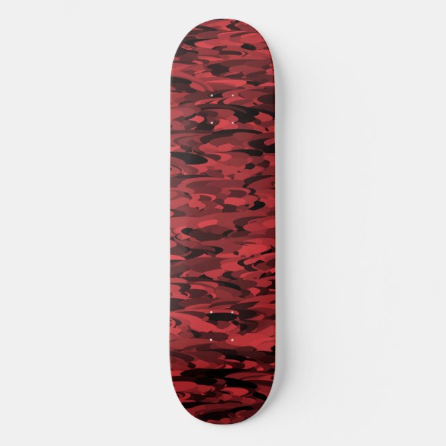 Abstraktes Muster Rot Schwarz Skateboard (Vorderseite)