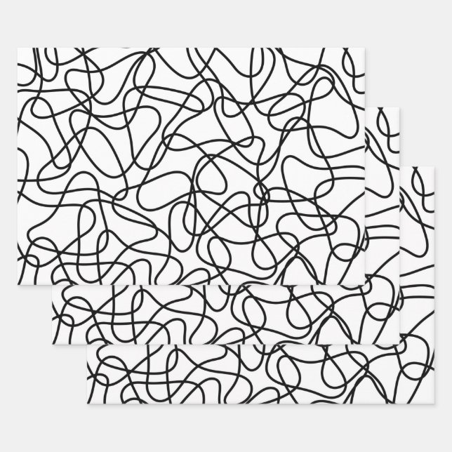 Abstraktes Muster - Schwarzweiß Geschenkpapier Set (Set)