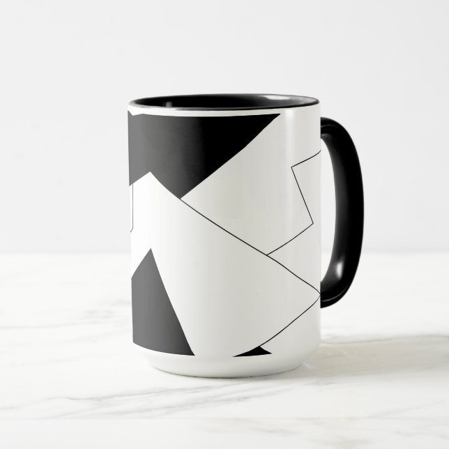 Abstraktes Muster - Schwarzweiß Tasse (VorderseiteRechts)