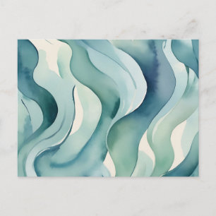 Abstraktes Muster Soft Watercolor Waves Postkarte