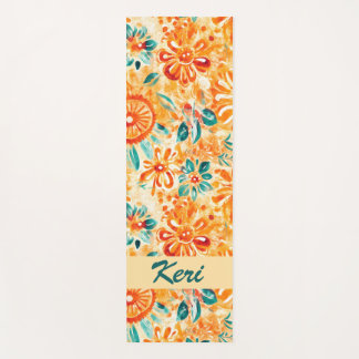 Abstraktes Muster Sonniger orangefarbener Duschvor Yogamatte