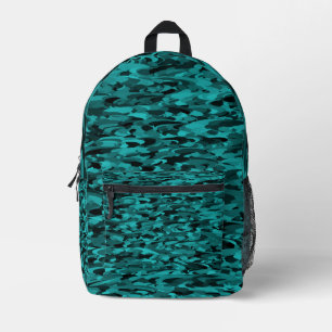 Abstraktes Muster Teal Schwarz Bedruckter Rucksack