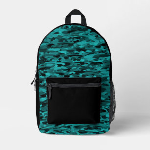 Abstraktes Muster Teal Schwarz Bedruckter Rucksack