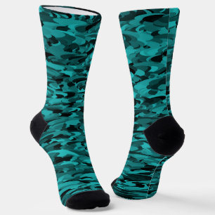 Abstraktes Muster Teal Schwarz Socken