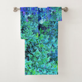 Abstraktes Muster und blaues Folienzmuster Badhandtuch Set