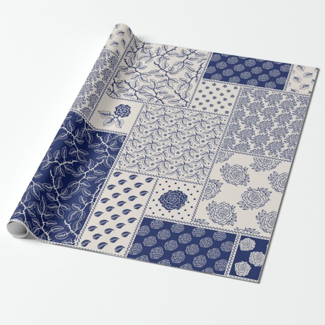 Abstraktes, nahtlos zartes Patchwork-Muster, dunke Geschenkpapier (Ungerollt)