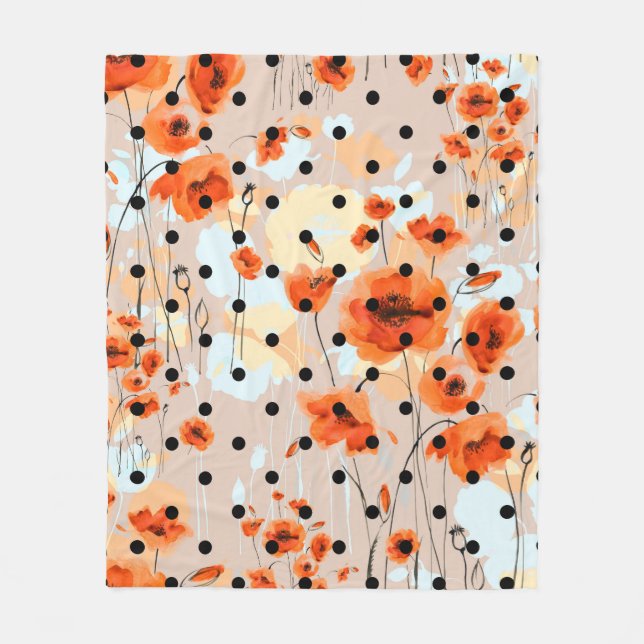 Abstraktes, nahtloses Blumenmuster mit Feldmohn Fleecedecke (Vorderseite)