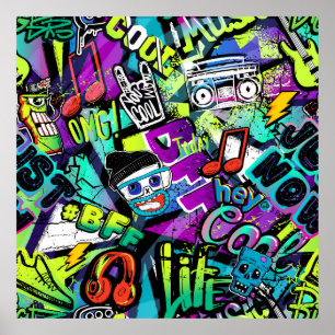 Abstraktes nahtloses Cartoon. Wiederholt mit m Poster