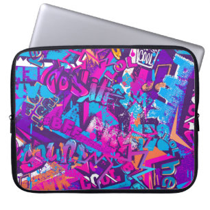 Abstraktes nahtloses Graffiti-Wortmuster. Grunge-W Laptopschutzhülle