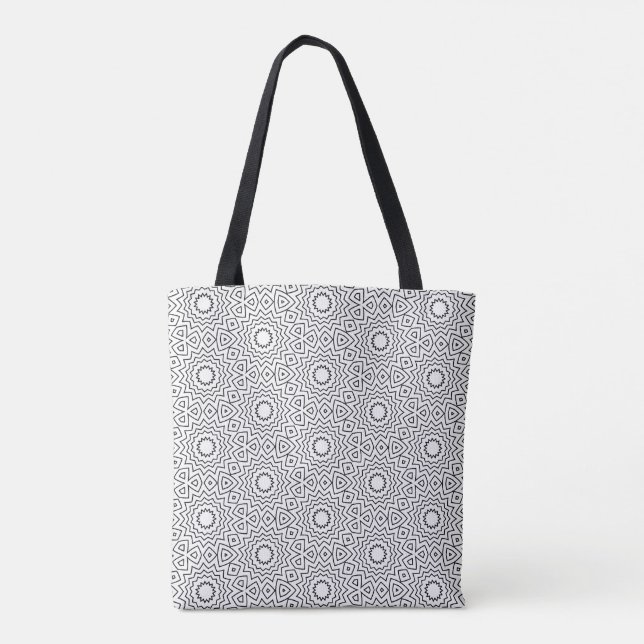 Abstraktes nahtloses Mandala-Design in Schwarz-Wei (Rückseite)