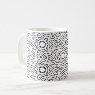 Abstraktes nahtloses Mandala-Design in Schwarz-Wei Kaffeetasse