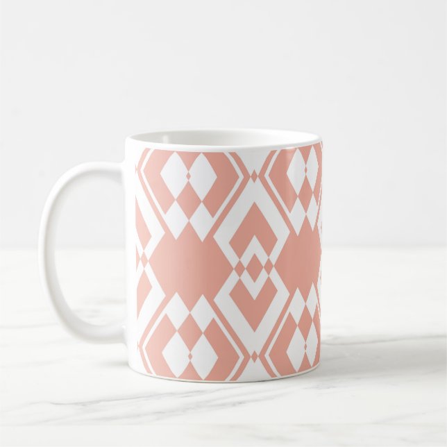 Abstraktes nahtloses Muster der Blume Wachs rosa Kaffeetasse (Links)