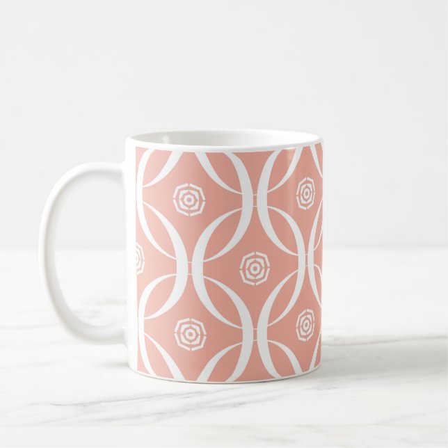 Abstraktes nahtloses Muster der Blume Wachs rosa Kaffeetasse (Links)