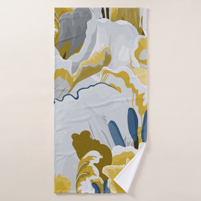 Abstraktes nahtloses Muster. Hellgrau, gelb, g Badehandtuch (Badehandtuch)
