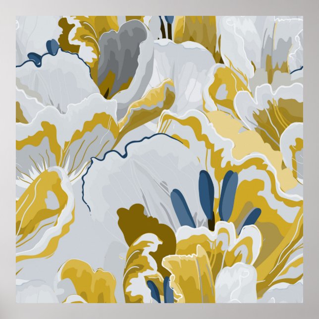 Abstraktes nahtloses Muster. Hellgrau, gelb, g Poster (Vorne)