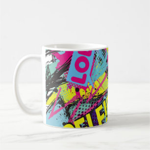 Abstraktes nahtloses Muster mit Pop-Art-Comic-Spre Kaffeetasse