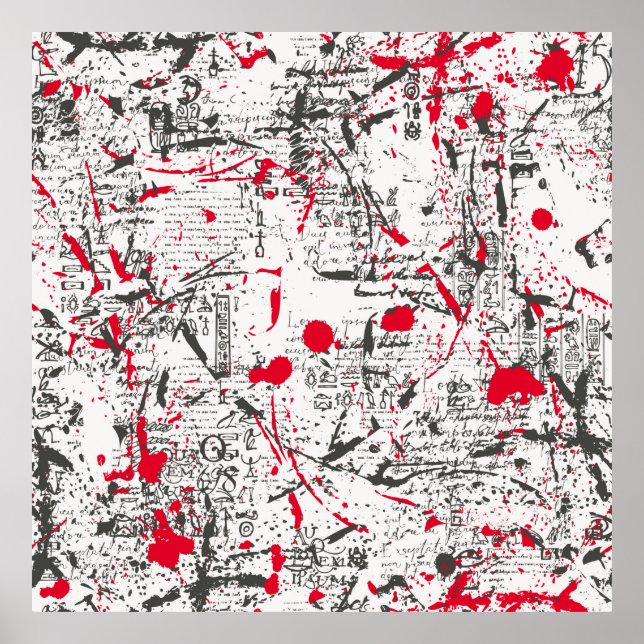 Abstraktes nahtloses Muster mit unleserlichen Frag Poster (Vorne)