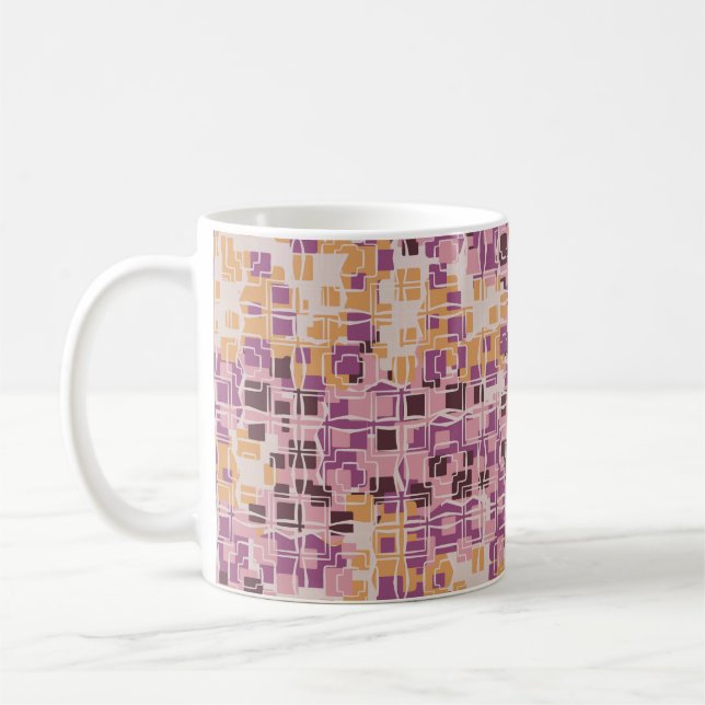 Abstraktes nahtloses Muster. Rundquadrate Kaffeetasse (Links)