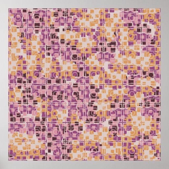 Abstraktes nahtloses Muster. Rundquadrate Poster (Vorne)