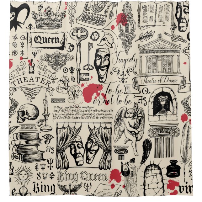 Abstraktes nahtloses Muster zum Thema Theater  Duschvorhang (Vorderseite)