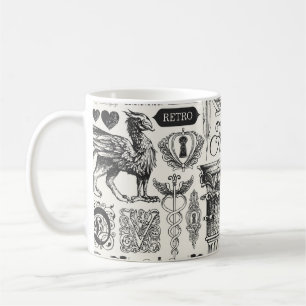 Abstraktes nahtloses Muster zum Thema Vintage Kaffeetasse