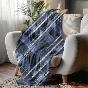 Abstraktes Navy Blue Kariert Checkered Pattern Fleecedecke
