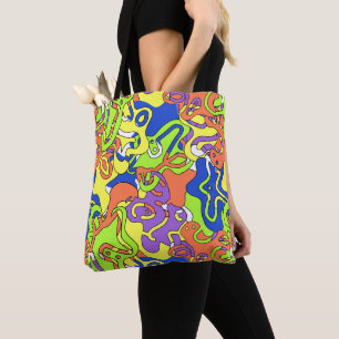 Abstraktes Neon-Doodle-Labyrinth-Muster