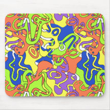 Abstraktes Neon-Doodle-Labyrinth-Muster