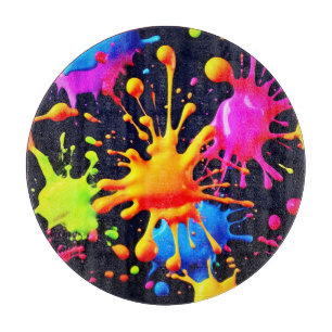 Abstraktes Neon-Farbspritzer-Kunstwerk Schneidebrett