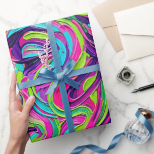 Abstraktes Neon-Gesichtsporträt Öl-Verpackungspapi Geschenkpapier