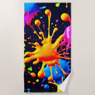 Abstraktes Neon Paint Splash Artwork Strandtuch