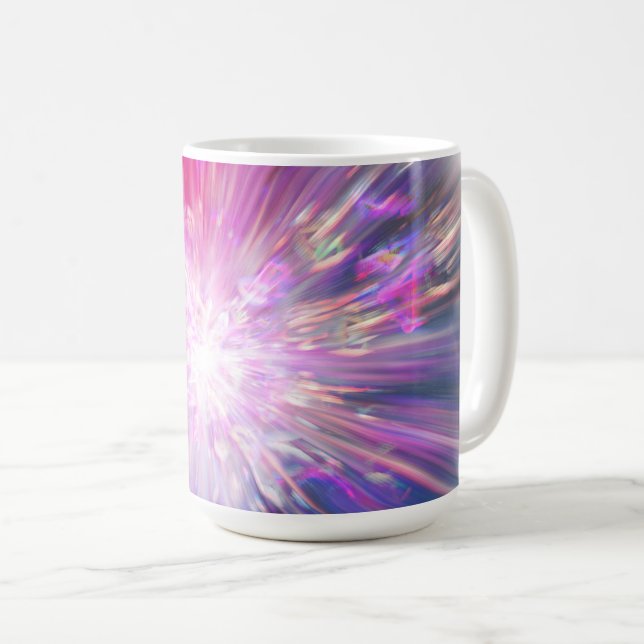 Abstraktes neon-pinkes und blaues Energie-Explosio Kaffeetasse (VorderseiteRechts)