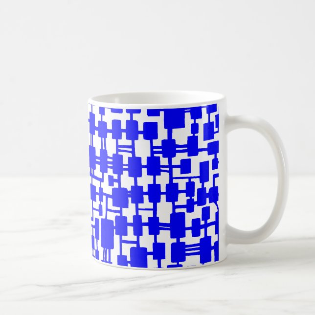 Abstraktes Netzwerk - Blue on Red Tasse (Rechts)