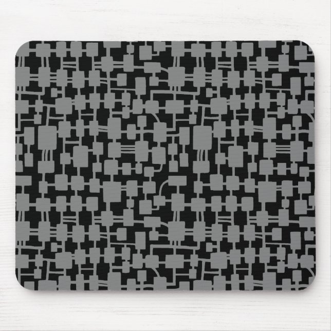 Abstraktes Netzwerk - Grau auf Schwarz Mousepad (Vorne)