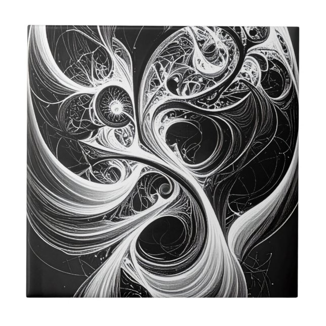 Abstraktes Netzwerk Kunst Keramik Tile Fliese (Vorderseite)